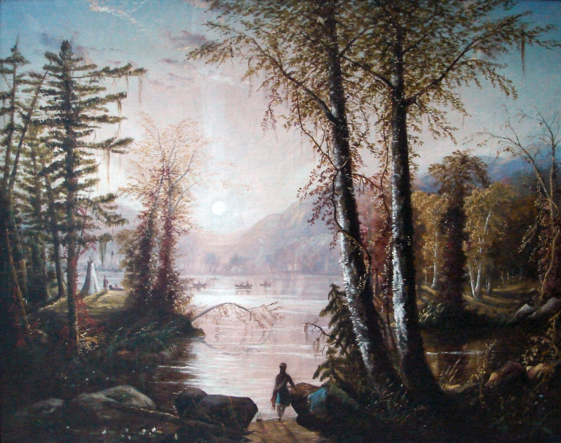 Indians Canoeing on a Lake