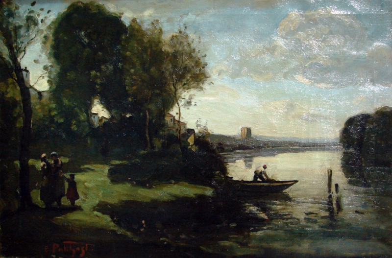 River Landscape with Figures and a Boat